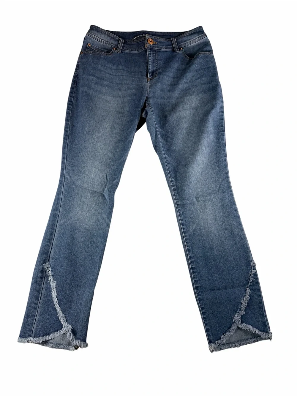 INC International Concept Denim Skinny Fit Jeans Women's Sz 6 Blue Frayed Design